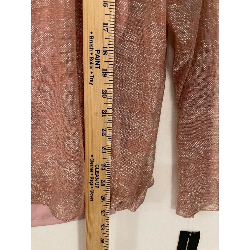 New INC Metallic Knit Top 3X Rose Gold‎ Long Sleeve Shimmer Blouse Camisole Set
